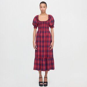 NWT Hill House Louisa Nap Dress Cherry Tartan Size Medium